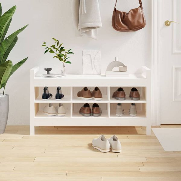 vidaXL Flurbank Weiß 110x40x60 cm Massivholz Kiefer, 821790