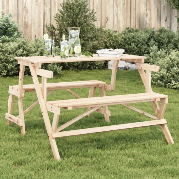 vidaXL Picknicktisch mit Bänken 2-in-1 Massivholz Tanne, 4008991