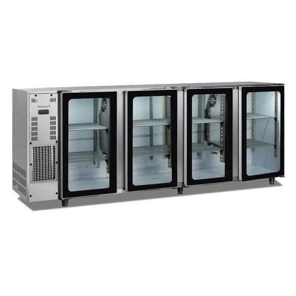 Marecos Edelstahl Barkühlschrank mit 4 Glastüren, 206.043