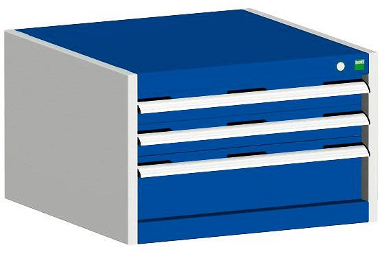 bott cubio Schubladenschrank bestückt mit 3 Schubladen BxTxH: 650 x 525 x 400 mm, RAL 7035/5010, 40011038.11V