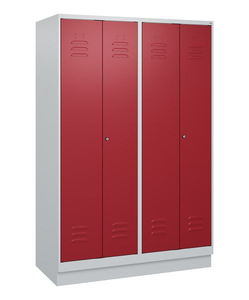 C+P Umkleidespind Classic PLUS SW, Sockel, 4 Abteile, 1800x1200x500mm, 7035/3003, Zylinderschlösser, 0800227-40 S10016