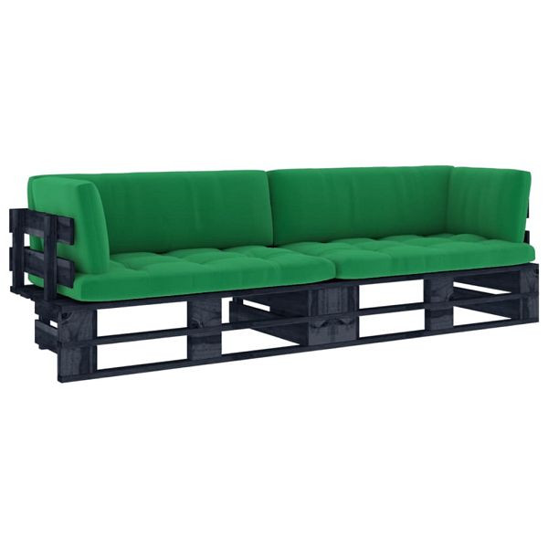 vidaXL 2-Sitzer-Palettensofa Schwarz Imprägniertes Kiefernholz, 3066654