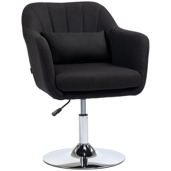 HOMCOM Drehstuhl, höhenverstellbarer Bürostuhl, leinenartiges Polyester, Metall, 60 x 60 x 79-91 cm, Schwarz, 833-757V01BK