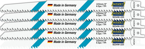 Hazet Sägeblätter Satz, Anzahl Werkzeuge: 5, für Akku Säbelsäge 9234, Länge Verzahnung: 205 mm, 9234W-225/5