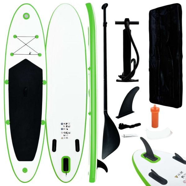 vidaXL SUP-Board-Set Aufblasbar Grün und Weiß, UV-beständig, 92734