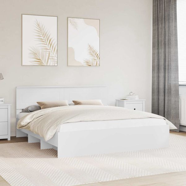 vidaXL Bettrahmen mit Kopfteil Weiß 180 x 200 cm Holzwerkstoff, 3408823