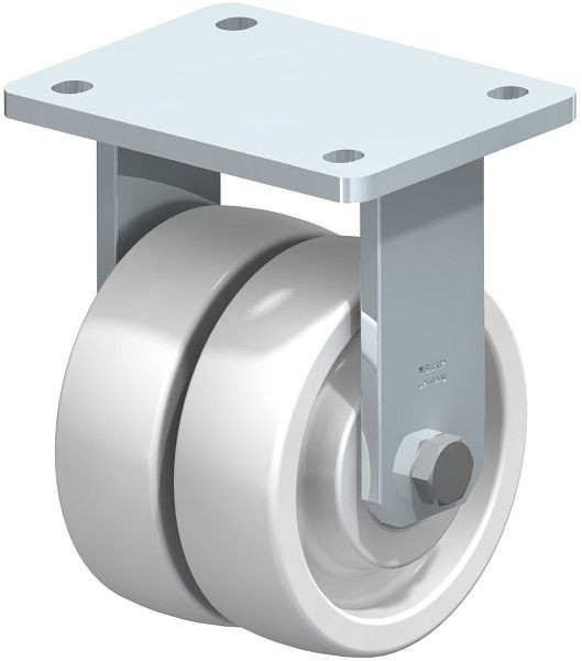 Blickle BOD-SPO 125K Stahlgeschweißte Schwerlast-Doppel-Bockrolle, Polyamid, Weiß, 610949