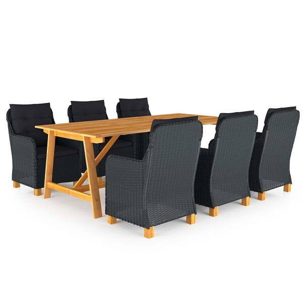 vidaXL 7-teilig Garten-Essgruppe Dunkelgrau, 3068848