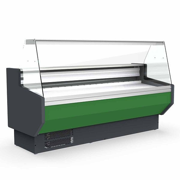 Vaiotec TOPLINE Kühltheke 250 - gerades Frontglas "grün", 246,5x80x123,5 cm, 10759