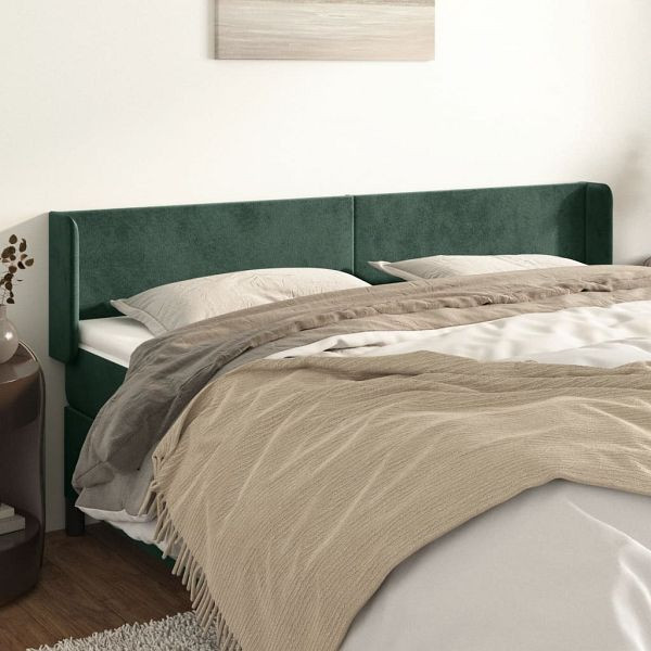 vidaXL Kopfteil mit Ohren Dunkelgrün 163x16x78/88 cm Samt, 3118545