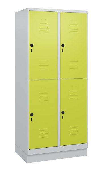 C+P Doppelstöckiger Spind Classic PLUS, Sockel, 2 Abteile, 1800x800x500mm, 7035/0024, Drehriegel, 0803207-22 S10010