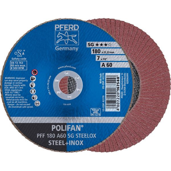 Pferd POLIFAN-Fächerscheibe PFF 180 A 60 SG STEELOX, VE: 10 Stück, 67606185