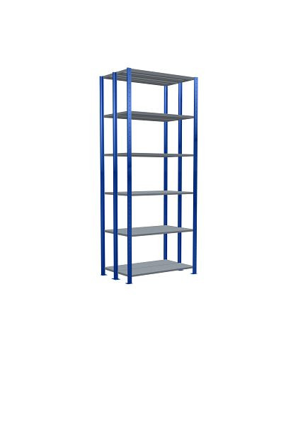 Schulte Grundregal, Steck-Doppelregal MULTIplus150, 2500 x 1000 x (2x300) mm, 2x6 Fachböden, Kreuzstrebe, RAL 5010 enzianblau/verzinkt, 32731-B
