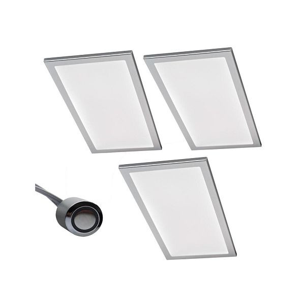 Rolux 3er-Set LED Leuchte BASSO 3x6W, Edelstahl-Optik, 3000K warmweiß, 102404