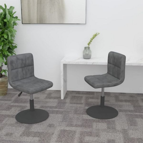 vidaXL Esszimmerstühle 2 Stk. Drehbar Dunkelgrau Samt, 334264