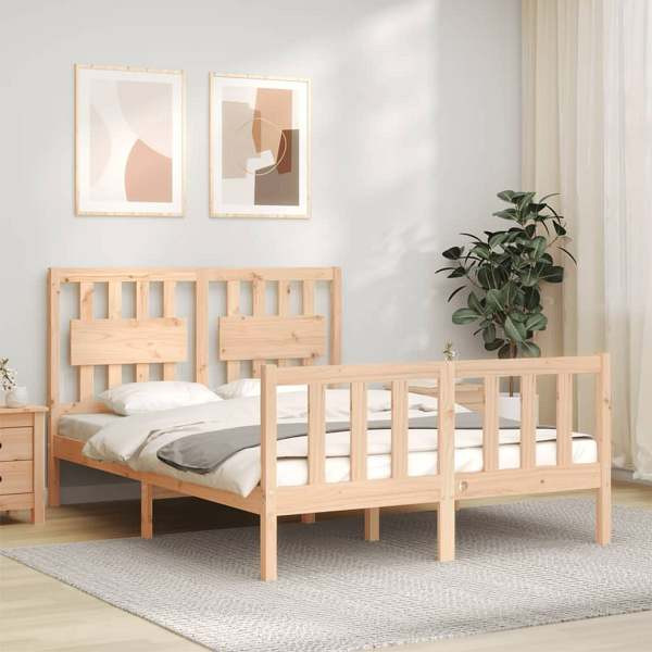 vidaXL Massivholzbett mit Kopfteil 140x200 cm, 3192426, 8720845975968