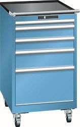 LISTA Schubladenschrank mobil 27x36E (BxTxH) 564x725x990mm KEY Lock, 5 Schubladen, Farbe: Lichtblau, 14.374.010