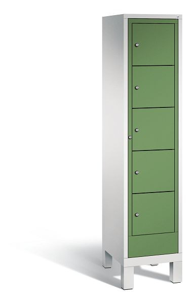 C+P Wäsche-Sammelschrank Evolo, 1 Abteil, H1850xB420xT500 mm, Grau/Resedagrün, 48060-105 S10015