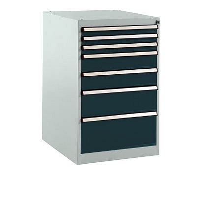 Manuflex Schubfachschrank BASETEC Stationär, Nutzhöhe 700 mm mit 7 Schubfächern, in anthrazit RAL 7016, SP1128.7016