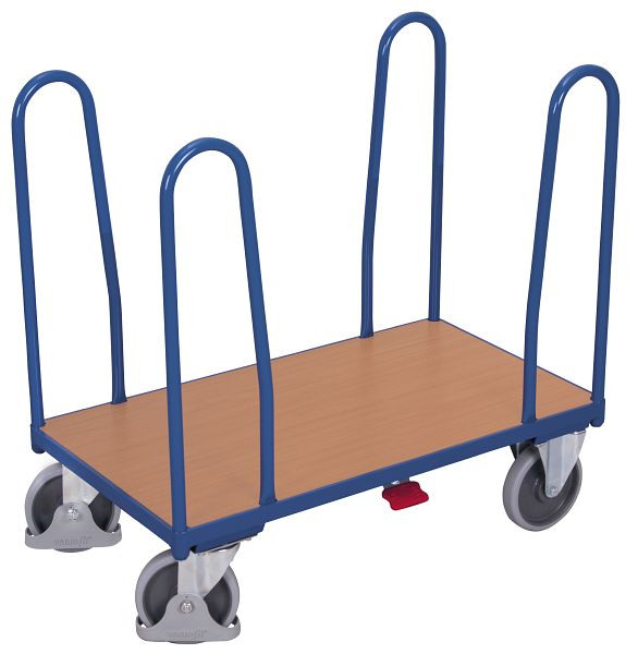 VARIOfit Seitenbügelwagen mit 4 Bügeln, Ladefläche: 910 x 440 mm, RAL 5010 enzianblau, sw-500.204