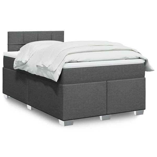 vidaXL Boxspringbett mit Matratze Dunkelgrau 120x200 cm Stoff, 3288156