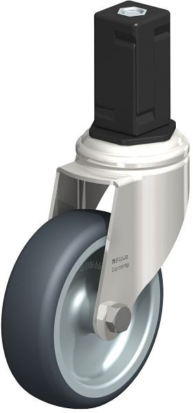 Blickle LKRXA-TPA 101G-11-EXV15 Edelstahl-Apparate-Lenkrolle mit Expander, Thermoplastisches Gummi-Elastomer, Grau, 853164