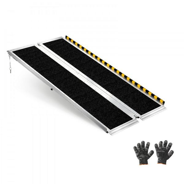 VEVOR Faltbare Rollstuhlrampe 1520x745mm, 362,9kg Belastbarkeit, Rutschfest, Tragbare Alu-Auffahrschiene, für Türschwellen, ZDKMJPD60YC15W9P5001V0