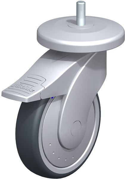 Blickle LWGX-TPA 126XK-11-FI-FK-AMGX100 Kunststoff-Lenkrolle WAVE, rostfrei, mit Abweisrad & Feststeller, Thermoplastisches Gummi-Elastomer, Grau, 849768