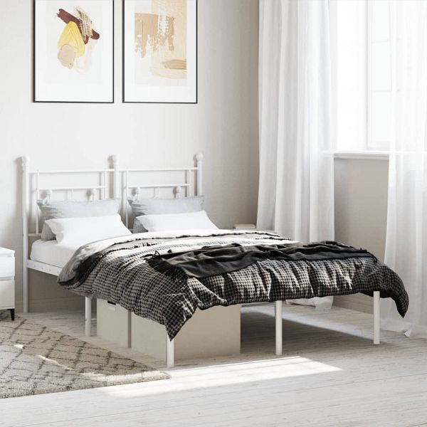 vidaXL Bettgestell mit Kopfteil Metall Weiß 120x190 cm, 374385