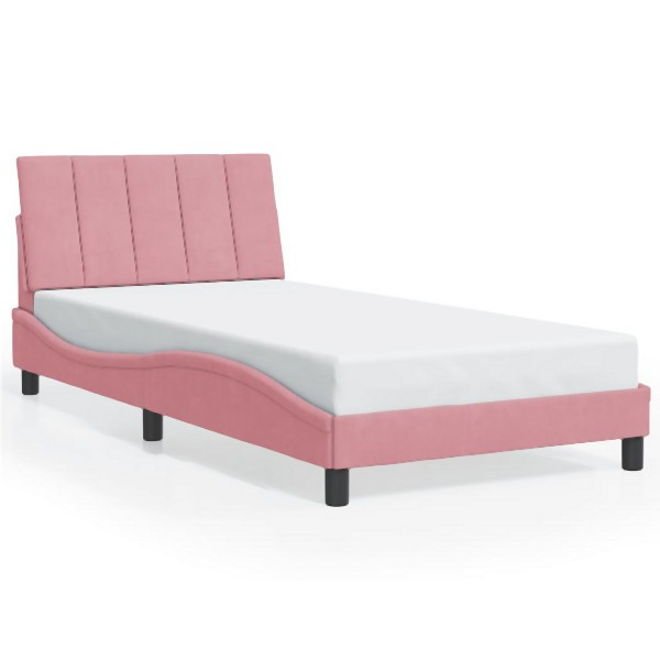 vidaXL Bettgestell mit Kopfteil Rosa 100x200 cm Samt, 3207836