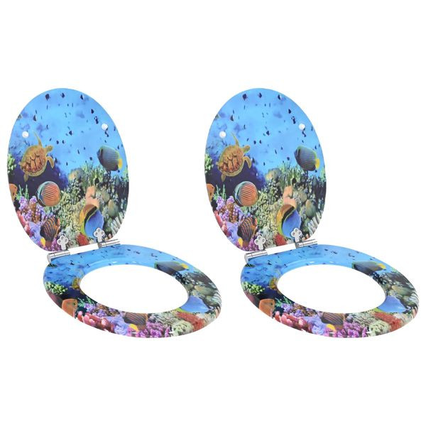 vidaXL Toilettensitz 2-teilig Tiefes Meeresblau 44 x 38 cm MDF-Platte, 3414545