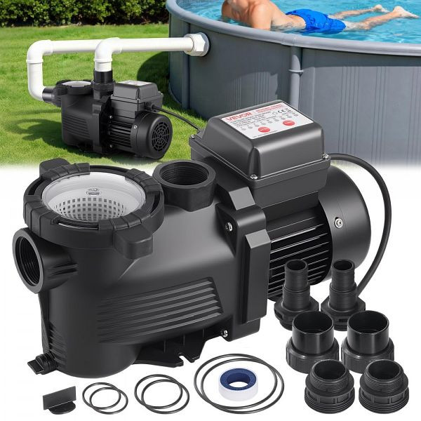 VEVOR Schwimmbadpumpe 400W, 11.100 L/H, Poolpumpe mit Timer & Filterkorb, für Aufstell- & Einbaupools, & Spas, DSYCGLBOZDS40FXPD001V2