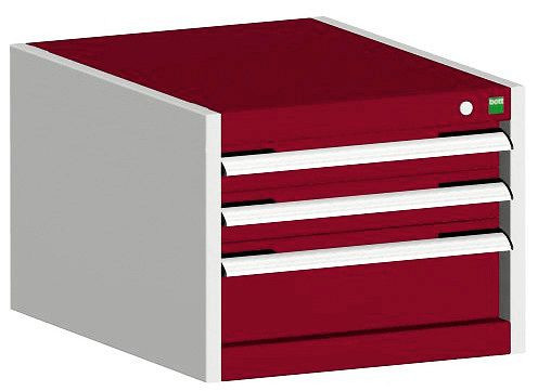 bott cubio Schubladenschrank bestückt mit 3 Schubladen BxTxH: 525 x 650 x 400 mm, RAL 7035/3004, 40018127.24V