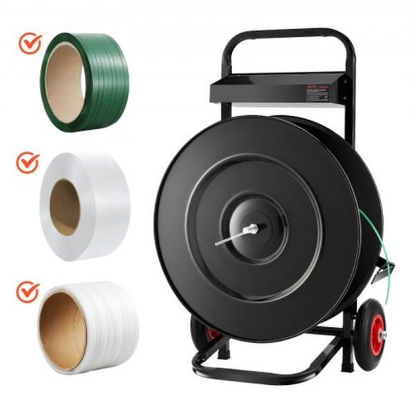 VEVOR Abrollwagen für PET/PP/Polyester-Umreifungsrollen 203/406 mm Kern, mit Bremssystem und Ablage für Werkzeuge, BZKZCKZCTYX1GR43W002V0