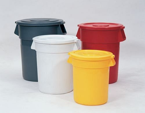 DENIOS Mehrzweckbehälter aus Polyethylen (PE), 38 Liter Volumen, rund, grau, 137816
