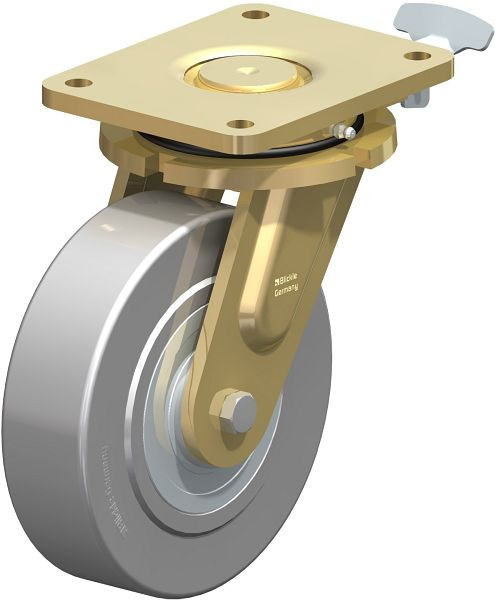 Blickle LS-SVS 201K-RI4 Stahlgeschweißte Schwerlast-Lenkrolle, schwere Drehkranz-Ausführung, Stahl, Grau, 843408