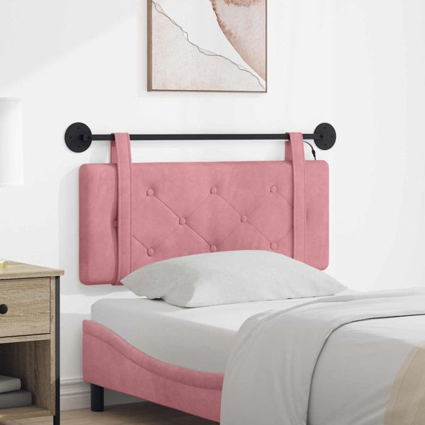 vidaXL Hängendes Kopfteil Mit LED Licht Rosa Samt, 3424114