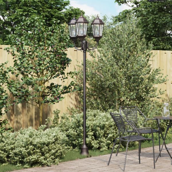 vidaXL Gartenlaterne mit 3 Lampen E27 Bronze 220 cm Aluminium, 42000341