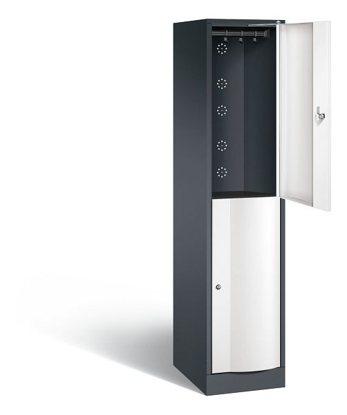 C+P Spind doppelstöckig Resisto, H1950xB396xT540mm, Farbe: Schwarzgrau / Verkehrsweiß, 8270-172 S10068