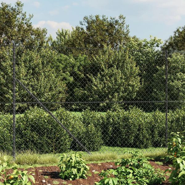 vidaXL Maschendrahtzaun Anthrazit 2x25 m, verzinkter Stahl, 153966