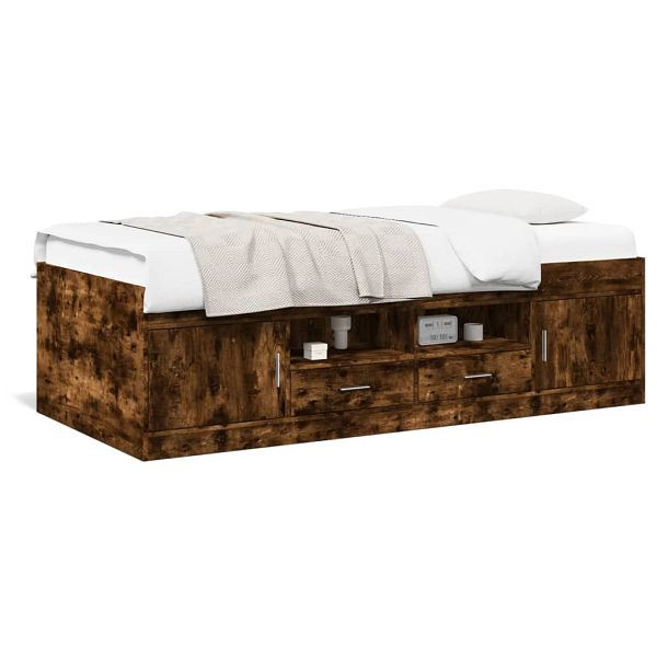 vidaXL Tagesbett mit Schubladen Räuchereiche 100x200 cm Holzwerkstoff, 3280241