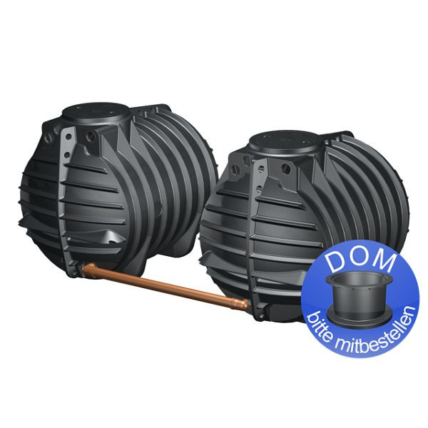 GreenLife GreenLine 9.000 l 2 Regenwassererdtanks à 4.500 Liter inkl. Tankeinbaufilter, Überlaufsiphon, Tierschutz und Zulaufberuhiger, G0003420