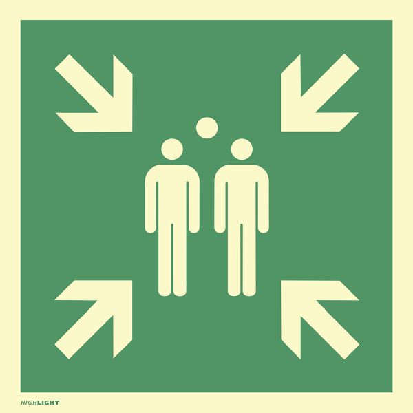 Moedel Sammelstelle, ISO 7010, Aluminium 1,8 mm, langnachleuchtend, 160-mcd, 400x400 mm, 107265