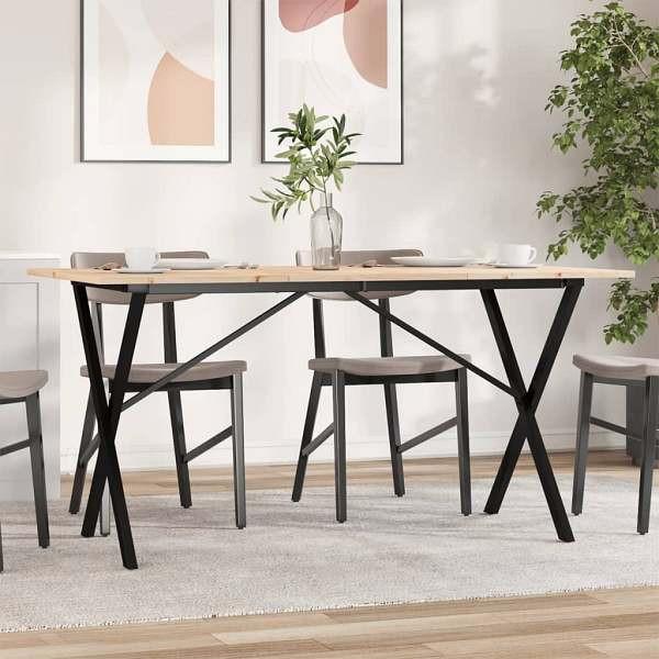 vidaXL Esstisch X-Gestell 140x80x75 cm Massivholz Kiefer und Gusseisen, 3282698