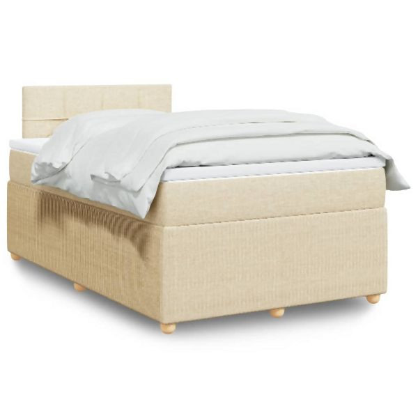 vidaXL Boxspringbett mit Matratze Creme 120x200 cm Stoff, 3289728