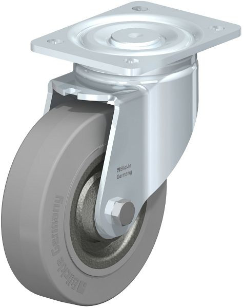 Blickle LH-SE 160K-SG Stahlblech-Lenkrolle, Schwerlast-Ausführung, mit Anschraubplatte, Elastik-Vollgummi, Grau, 368613