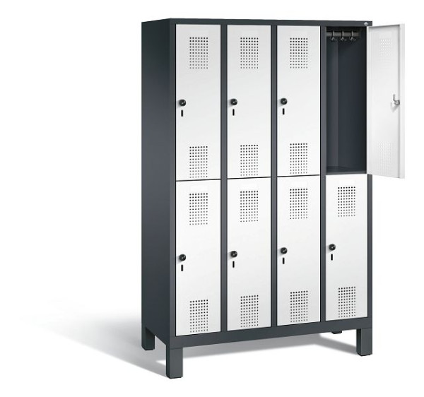 C+P Spind doppelstöckig Evolo, H1850xB1190xT500mm, Farbe: Schwarzgrau / Verkehrsweiß, 48310-40 S10466