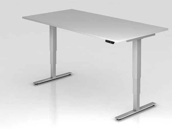 Hammerbacher Sitz-Steh-Schreibtisch elektrisch 200x100cm Grau, Arbeitshöhe 63,5 -128,5 cm, VXDSM2E/5/S