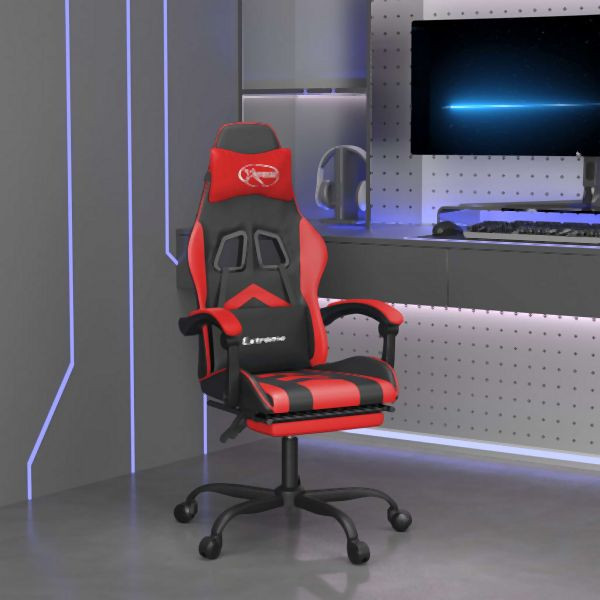 vidaXL Gaming-Stuhl mit Fußstütze Schwarz und Rot Kunstleder, 3143903