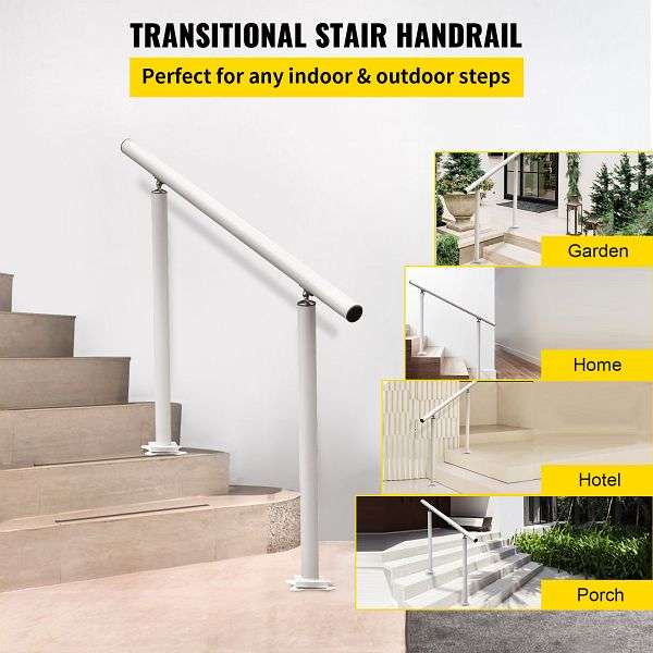 VINGLI Außen-Handlauf Für Treppen – Verstellbar Für 1-4 Stufen, Schwarz, Pulverbeschichtet, Bis 180 Kg